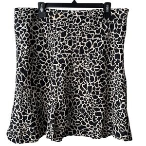 Merona Linen Blend Animal Print‎ A-Line Skirt Size 18 Lined Neutral Safari Chic